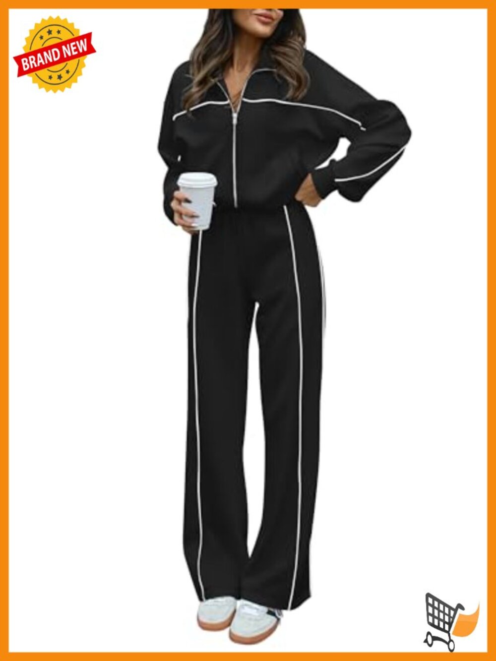Women 2 Piece Sweatsuit Set Zip Up Sweatshirt Wide Leg Jogger Pants Lounge